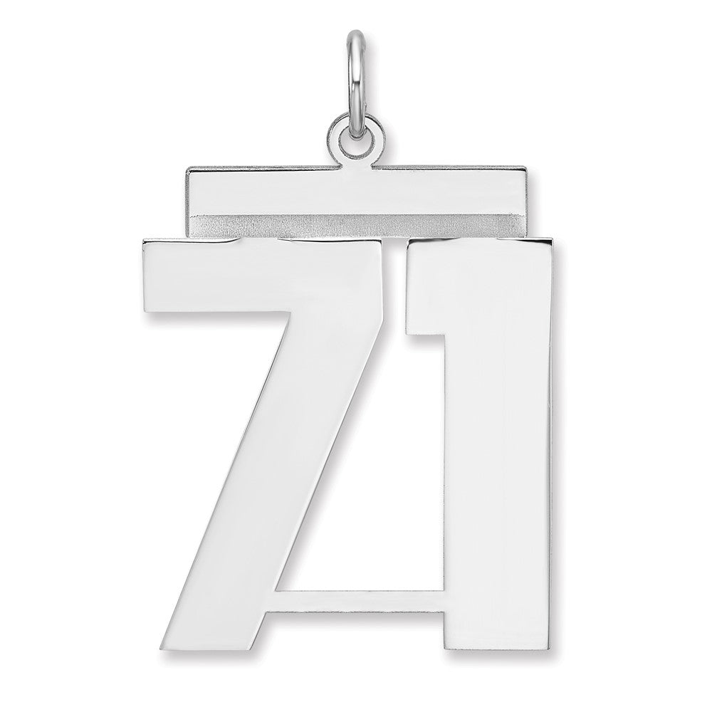 Sterling Silver, Athletic Collection, XL Polished Number 71 Pendant, Item P33461-71 by The Black Bow Jewelry Co.