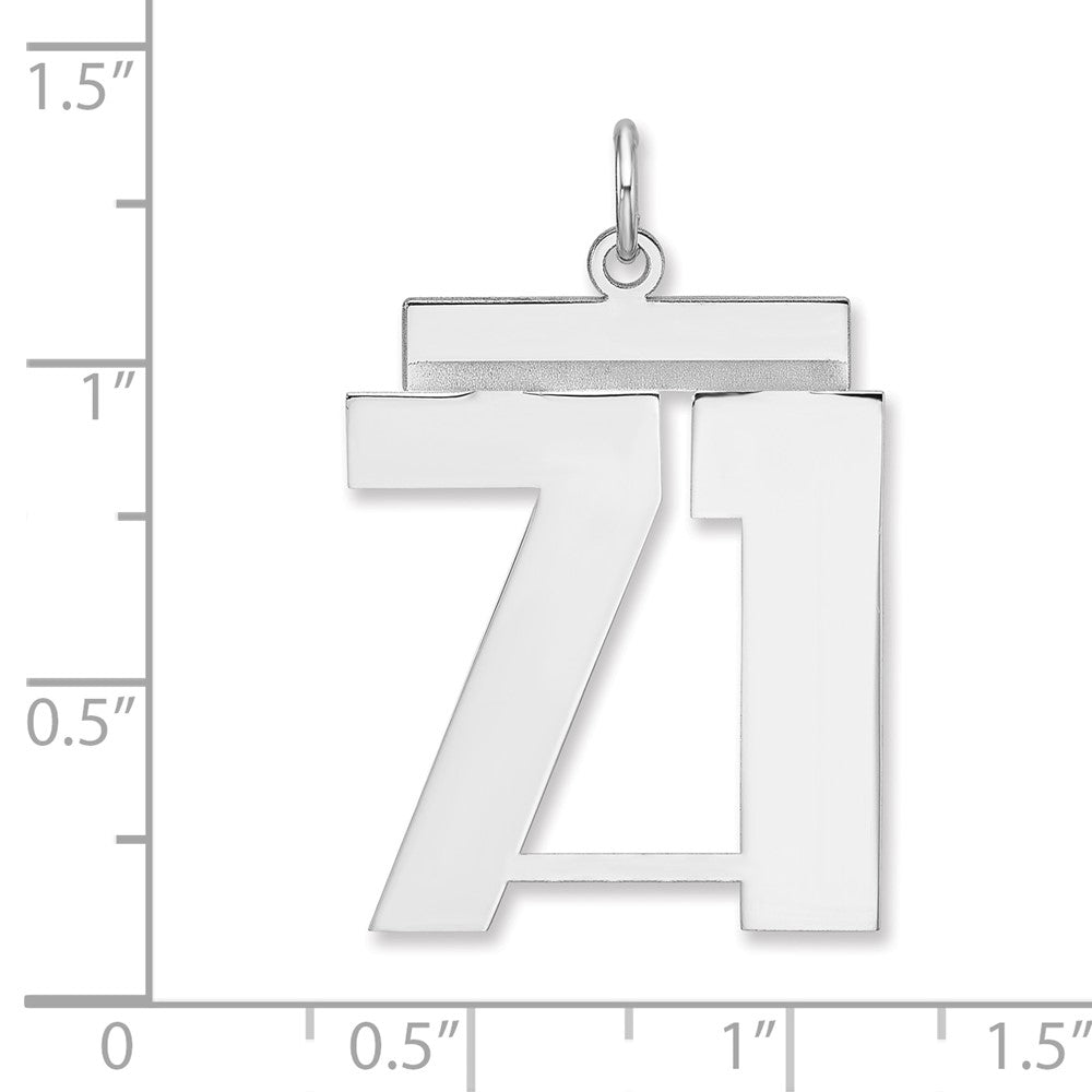 Alternate view of the Sterling Silver, Athletic Collection, XL Polished Number 71 Pendant by The Black Bow Jewelry Co.