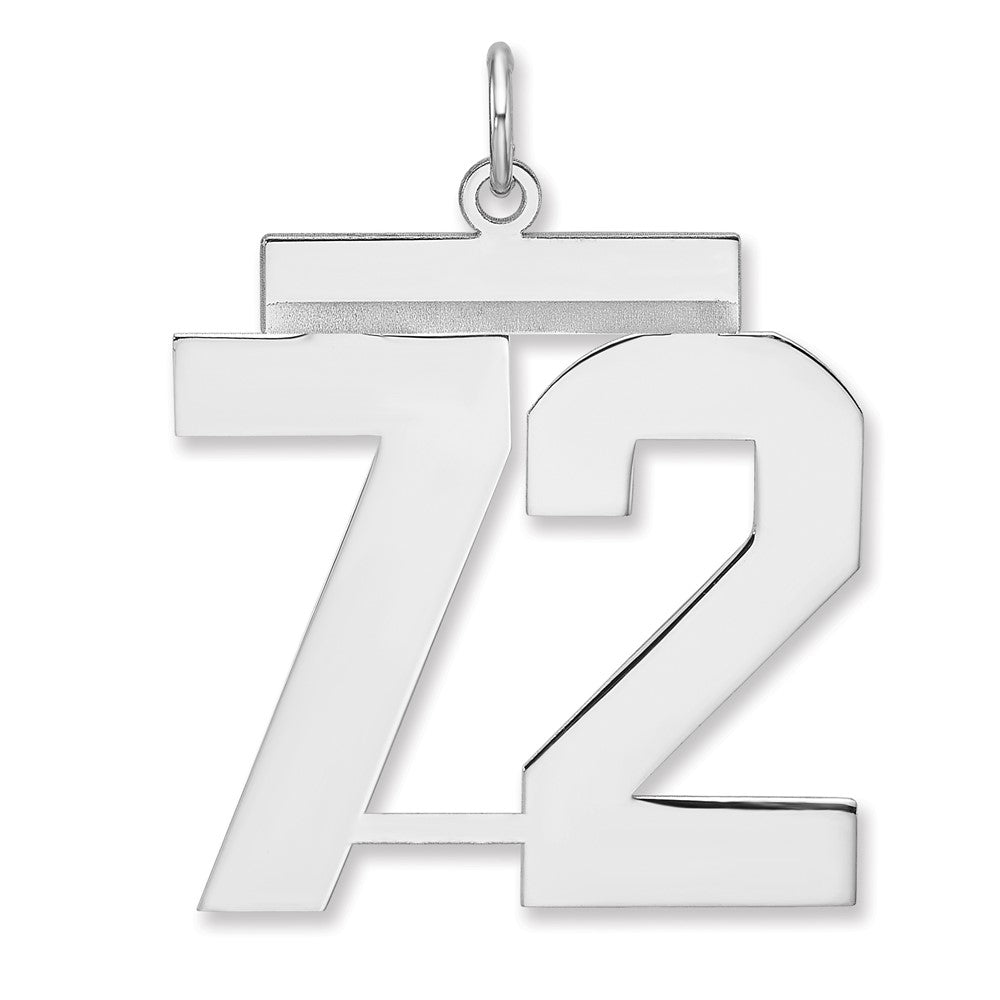 Sterling Silver, Athletic Collection, XL Polished Number 72 Pendant, Item P33461-72 by The Black Bow Jewelry Co.
