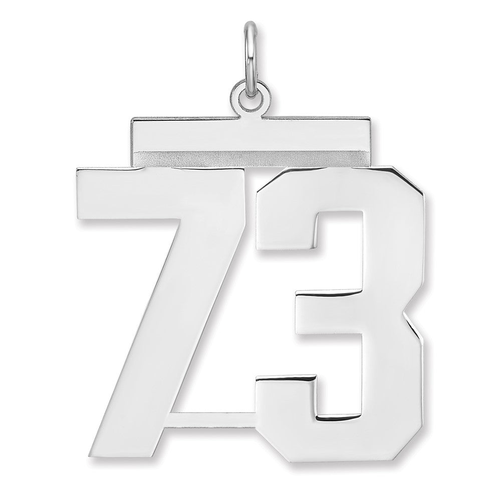 Sterling Silver, Athletic Collection, XL Polished Number 73 Pendant, Item P33461-73 by The Black Bow Jewelry Co.