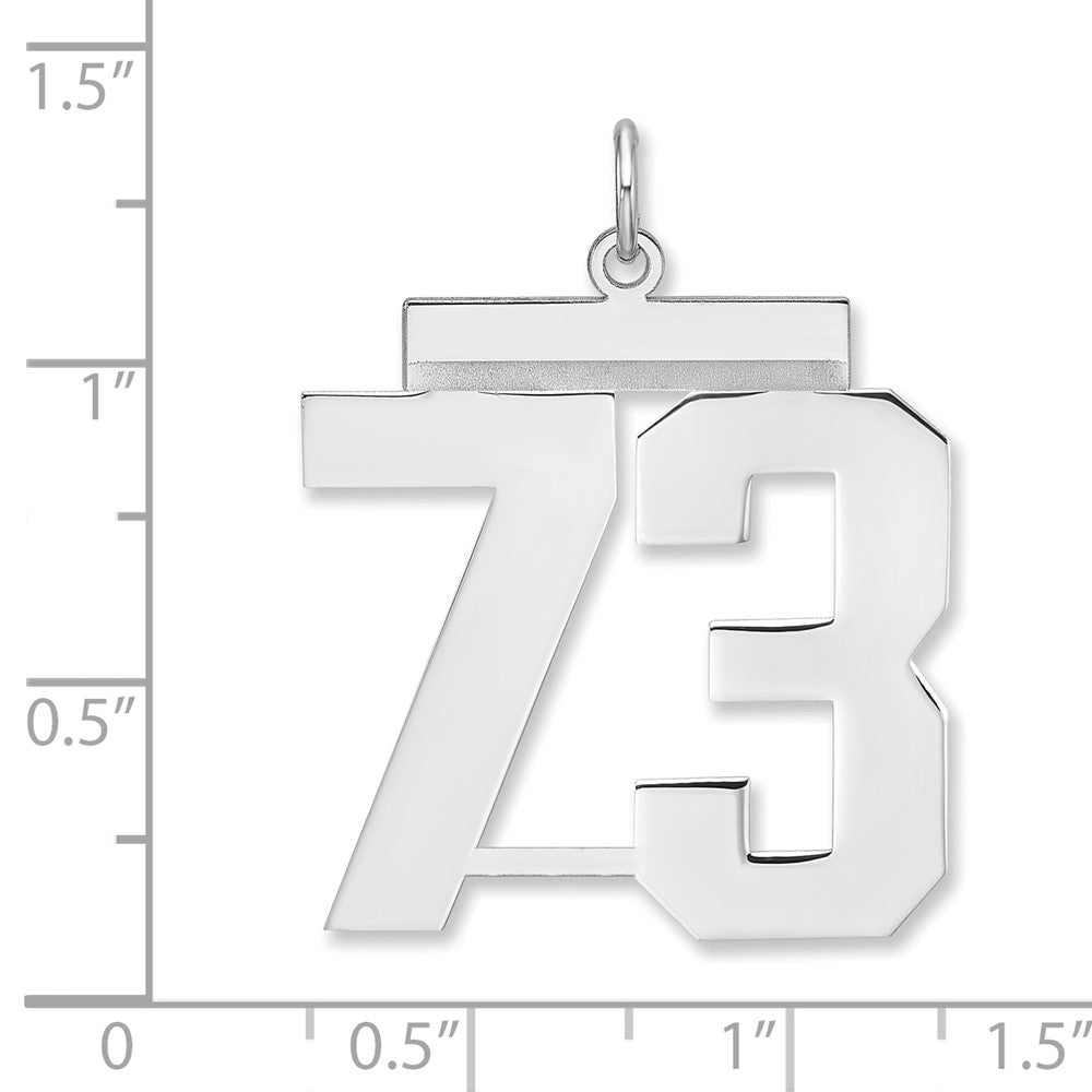 Alternate view of the Sterling Silver, Athletic Collection, XL Polished Number 73 Pendant by The Black Bow Jewelry Co.