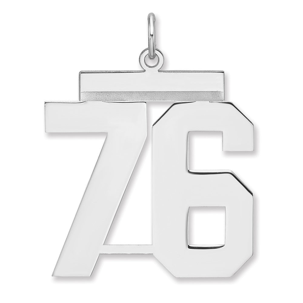 Sterling Silver, Athletic Collection, XL Polished Number 76 Pendant, Item P33461-76 by The Black Bow Jewelry Co.