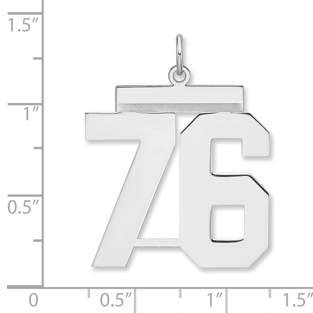 Alternate view of the Sterling Silver, Athletic Collection, XL Polished Number 76 Pendant by The Black Bow Jewelry Co.
