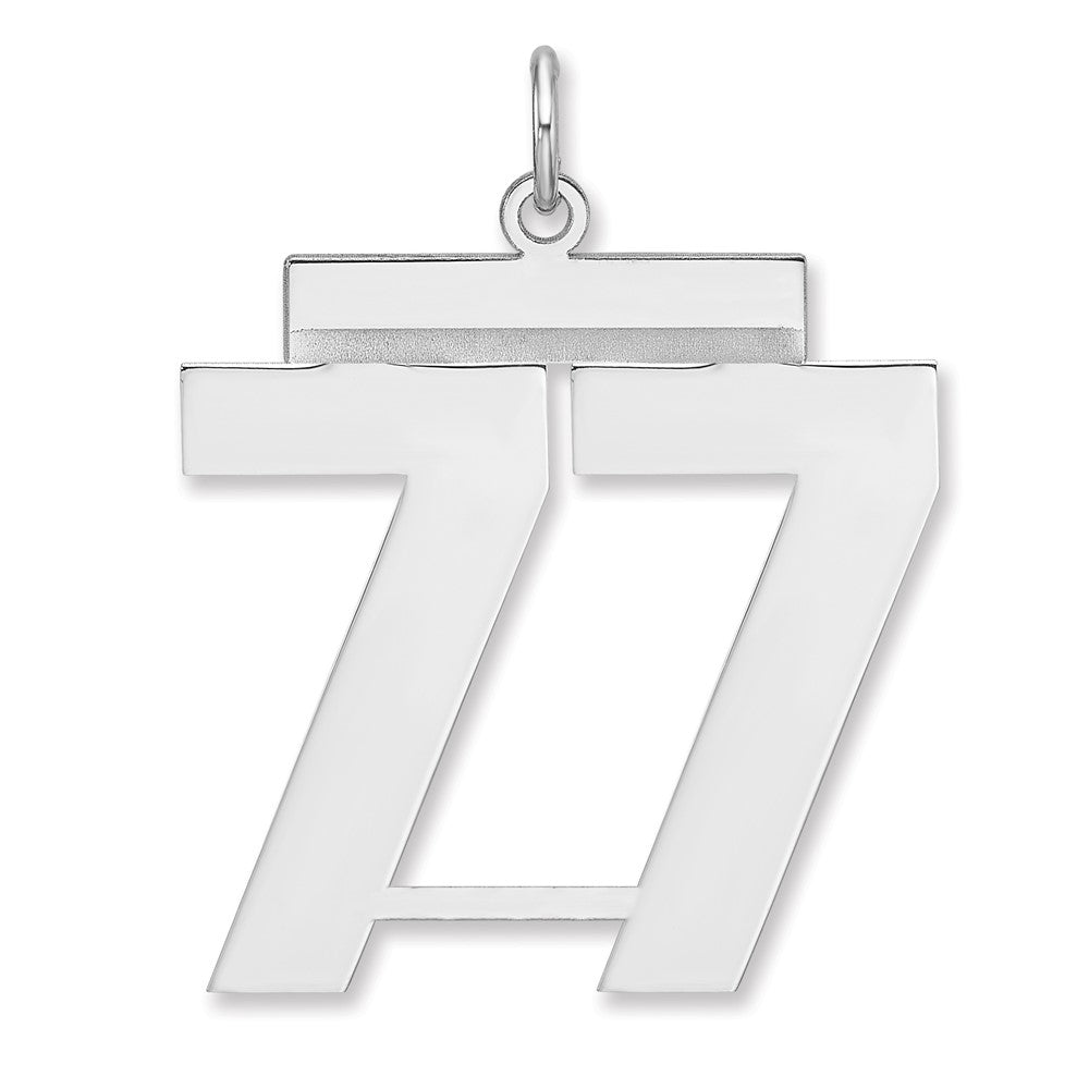 Sterling Silver, Athletic Collection, XL Polished Number 77 Pendant, Item P33461-77 by The Black Bow Jewelry Co.