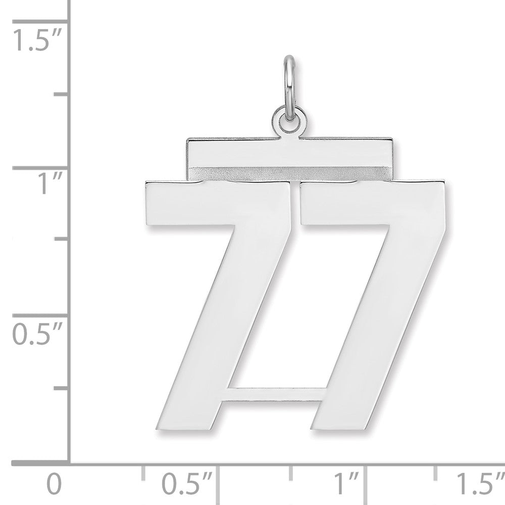 Alternate view of the Sterling Silver, Athletic Collection, XL Polished Number 77 Pendant by The Black Bow Jewelry Co.