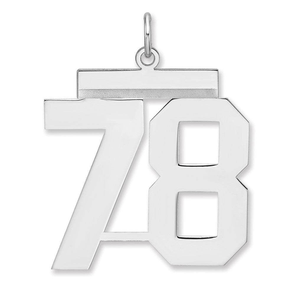 Sterling Silver, Athletic Collection, XL Polished Number 78 Pendant, Item P33461-78 by The Black Bow Jewelry Co.