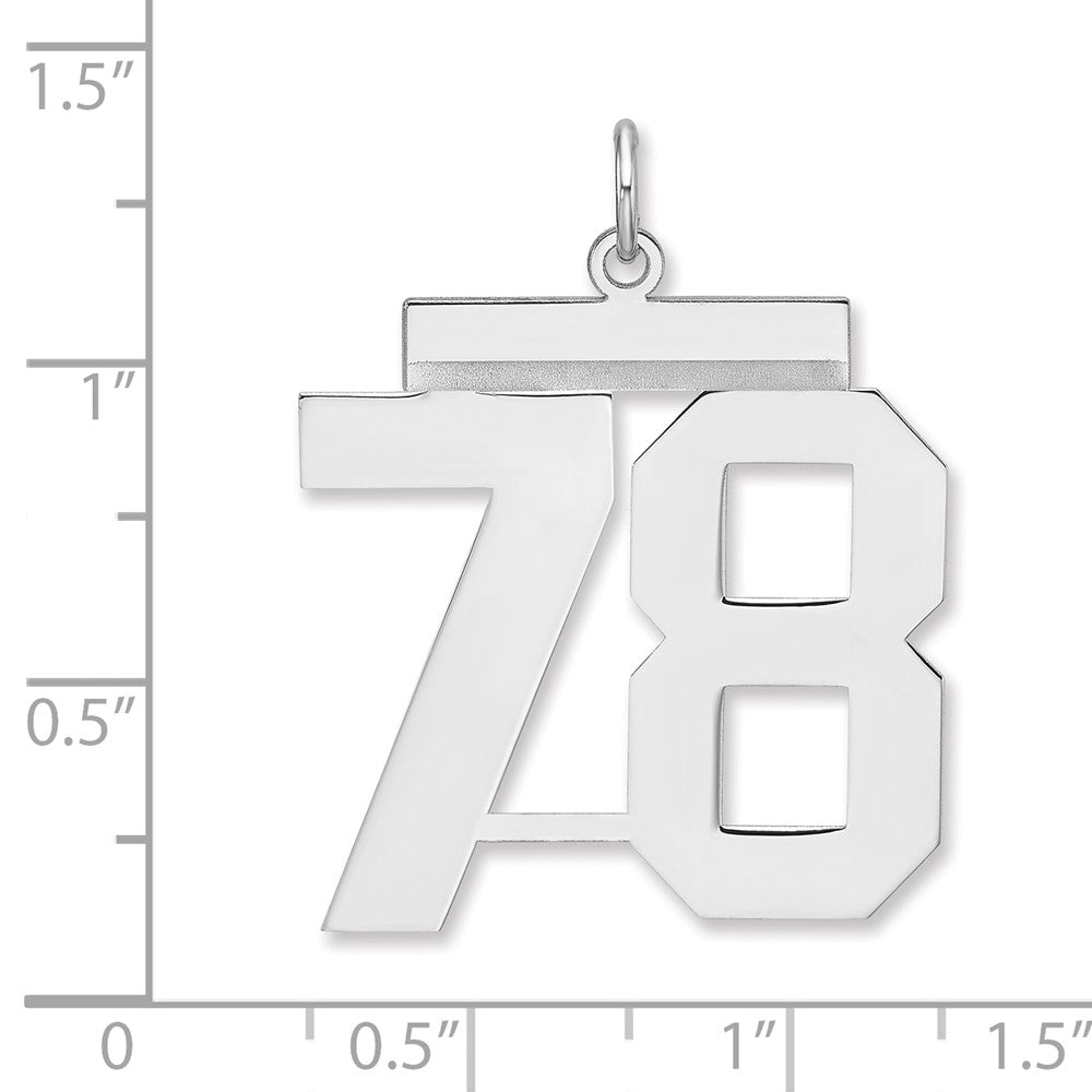 Alternate view of the Sterling Silver, Athletic Collection, XL Polished Number 78 Pendant by The Black Bow Jewelry Co.