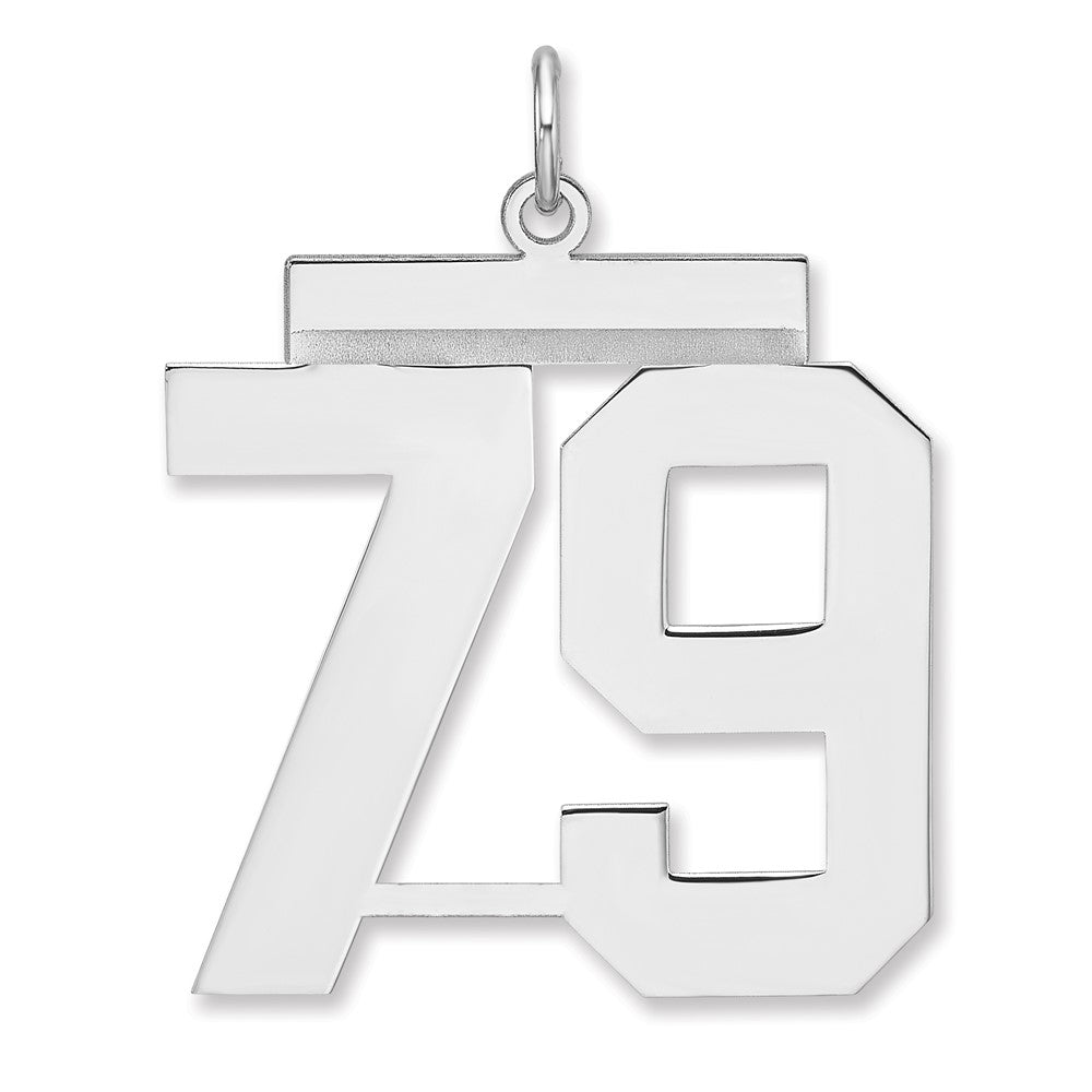 Sterling Silver, Athletic Collection, XL Polished Number 79 Pendant, Item P33461-79 by The Black Bow Jewelry Co.