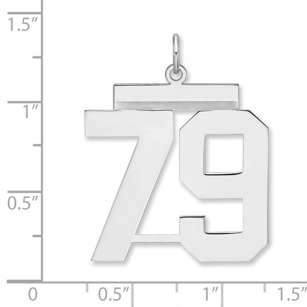 Alternate view of the Sterling Silver, Athletic Collection, XL Polished Number 79 Pendant by The Black Bow Jewelry Co.