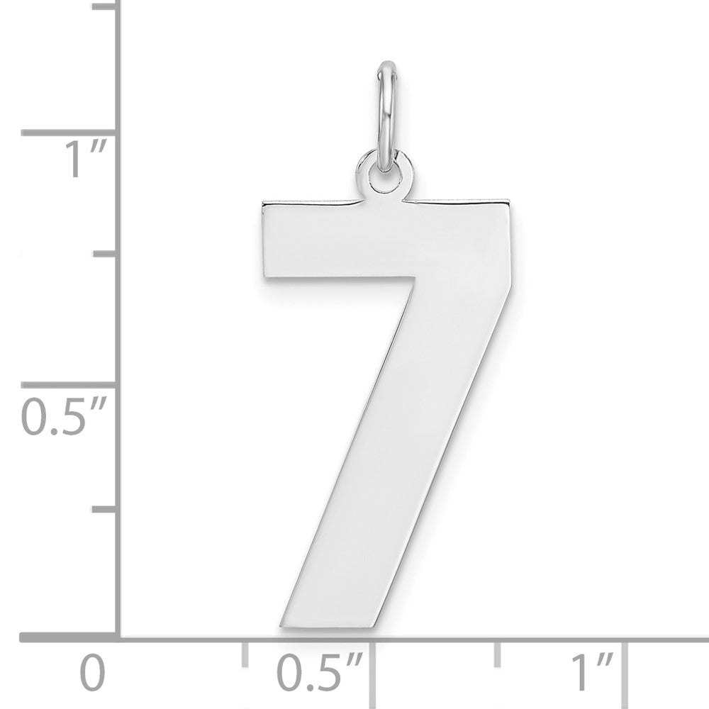 Alternate view of the Sterling Silver, Athletic Collection, XL Polished Number 7 Pendant by The Black Bow Jewelry Co.