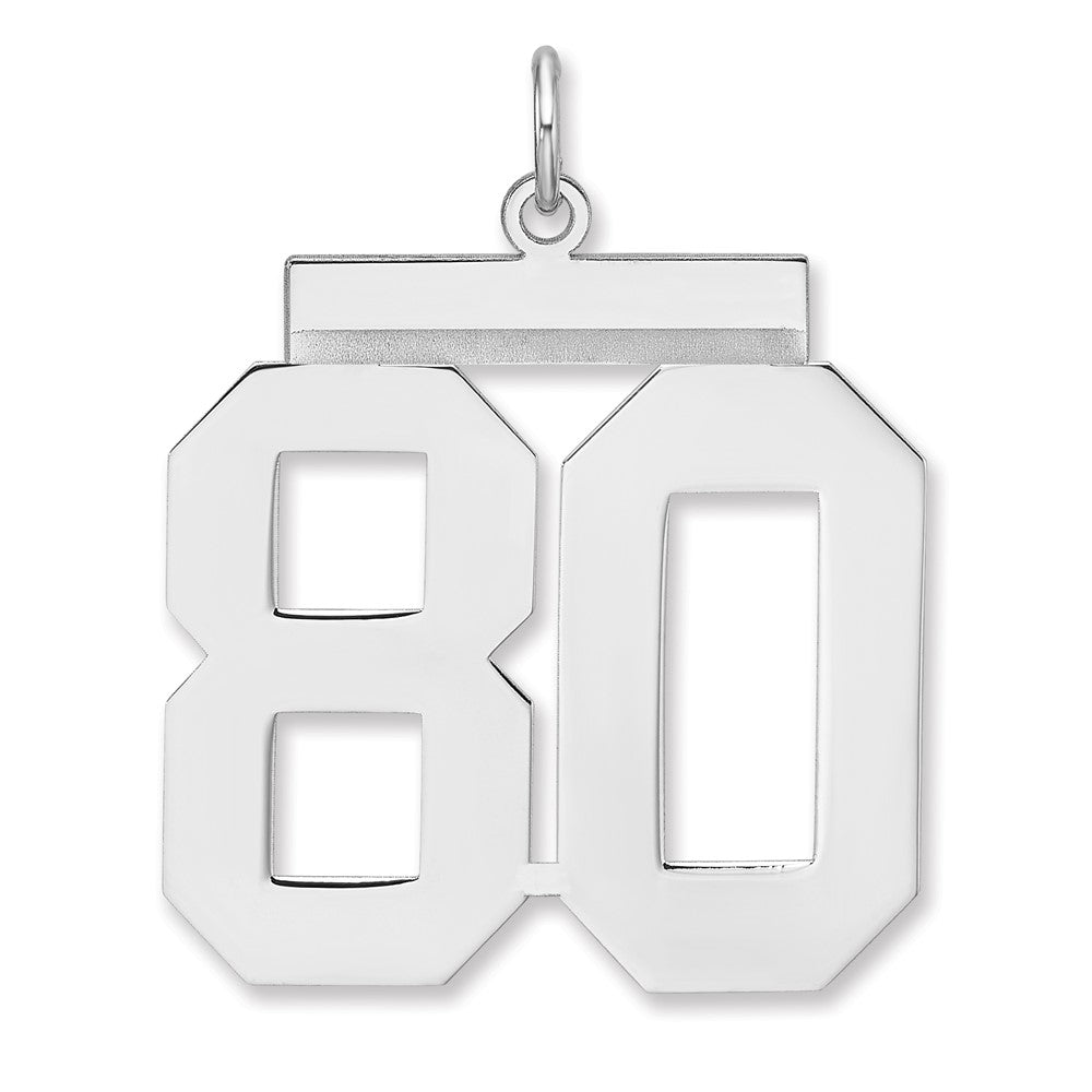 Sterling Silver, Athletic Collection, XL Polished Number 80 Pendant, Item P33461-80 by The Black Bow Jewelry Co.