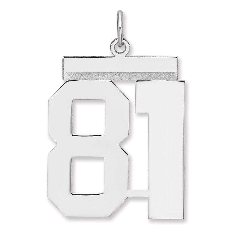 Sterling Silver, Athletic Collection, XL Polished Number 81 Pendant, Item P33461-81 by The Black Bow Jewelry Co.