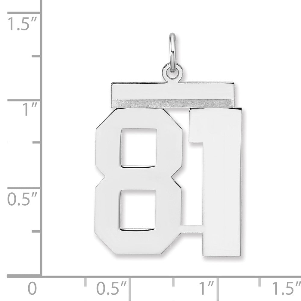 Alternate view of the Sterling Silver, Athletic Collection, XL Polished Number 81 Pendant by The Black Bow Jewelry Co.