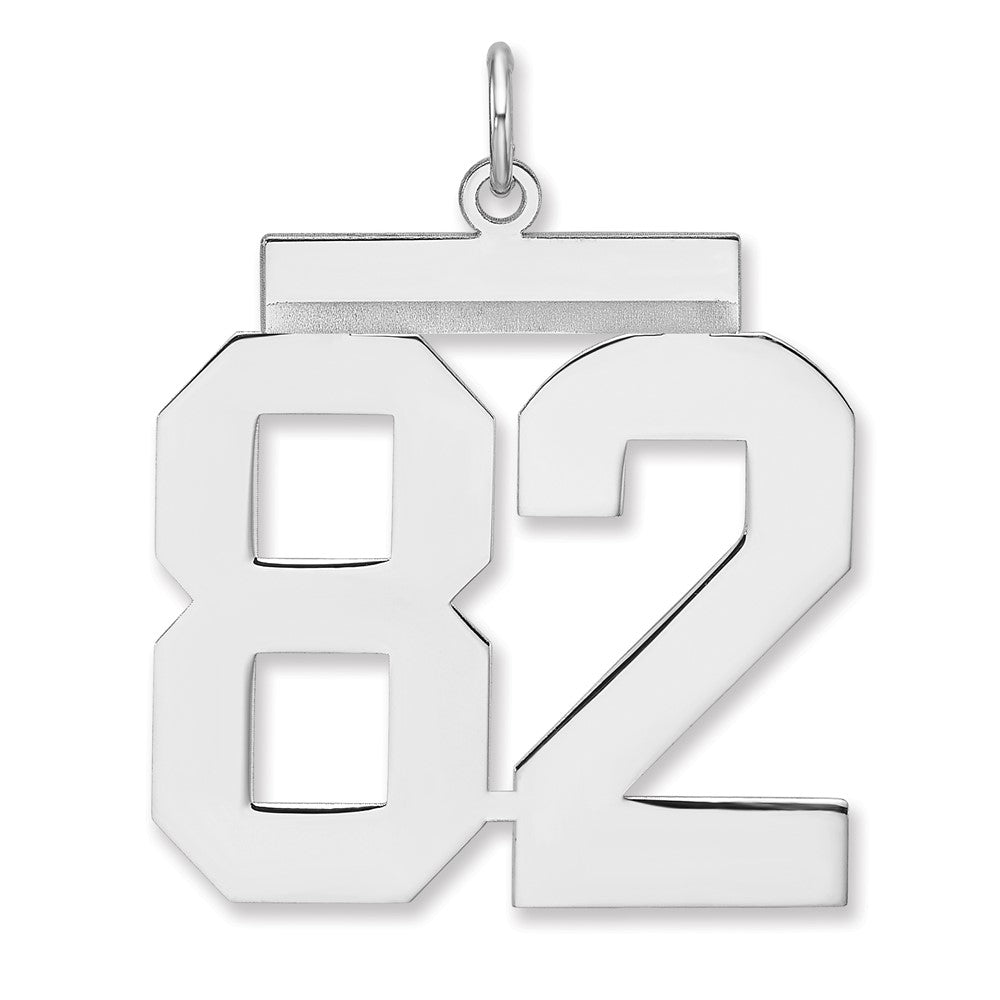 Sterling Silver, Athletic Collection, XL Polished Number 82 Pendant, Item P33461-82 by The Black Bow Jewelry Co.