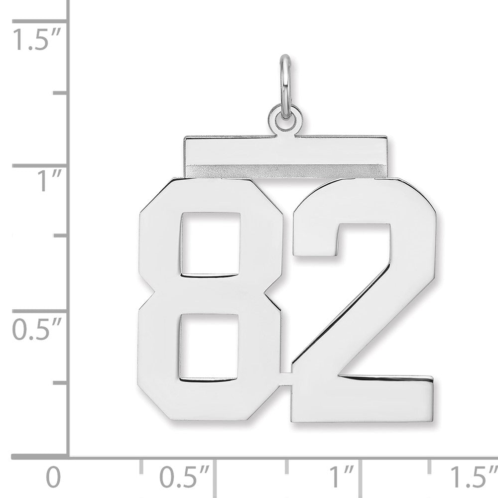 Alternate view of the Sterling Silver, Athletic Collection, XL Polished Number 82 Pendant by The Black Bow Jewelry Co.