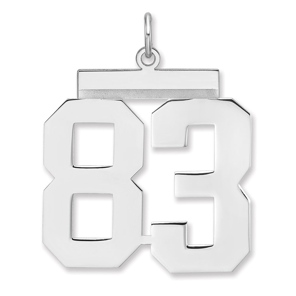 Sterling Silver, Athletic Collection, XL Polished Number 83 Pendant, Item P33461-83 by The Black Bow Jewelry Co.