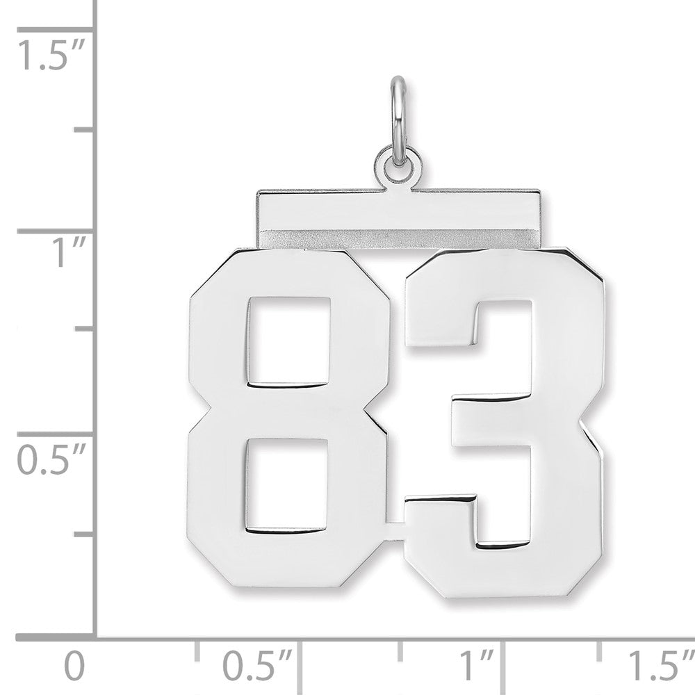 Alternate view of the Sterling Silver, Athletic Collection, XL Polished Number 83 Pendant by The Black Bow Jewelry Co.