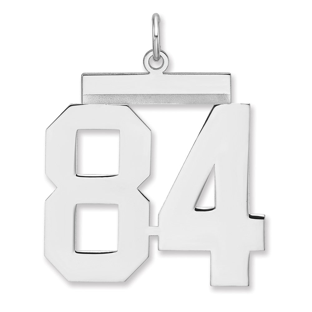 Sterling Silver, Athletic Collection, XL Polished Number 84 Pendant, Item P33461-84 by The Black Bow Jewelry Co.