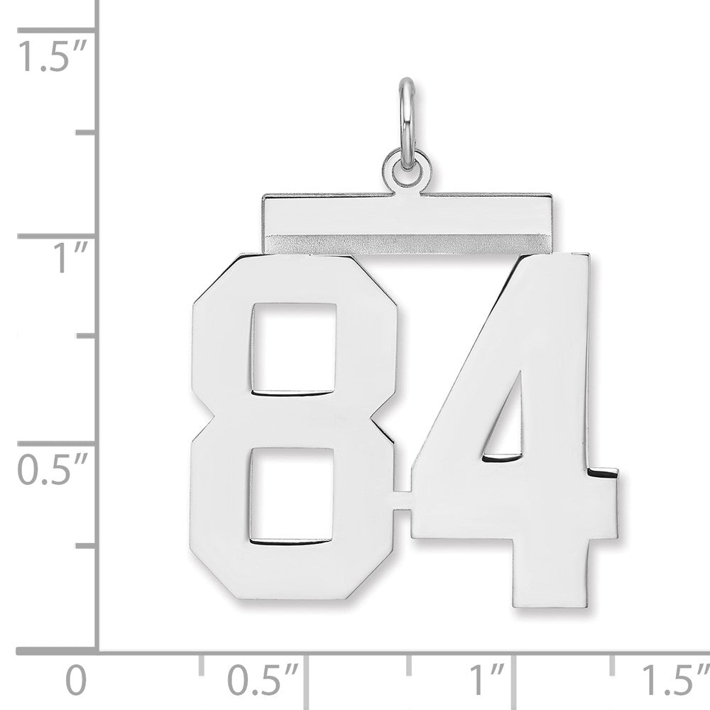 Alternate view of the Sterling Silver, Athletic Collection, XL Polished Number 84 Pendant by The Black Bow Jewelry Co.