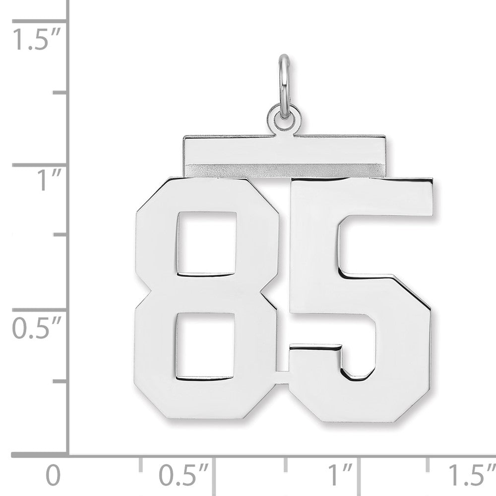Alternate view of the Sterling Silver, Athletic Collection, XL Polished Number 85 Pendant by The Black Bow Jewelry Co.