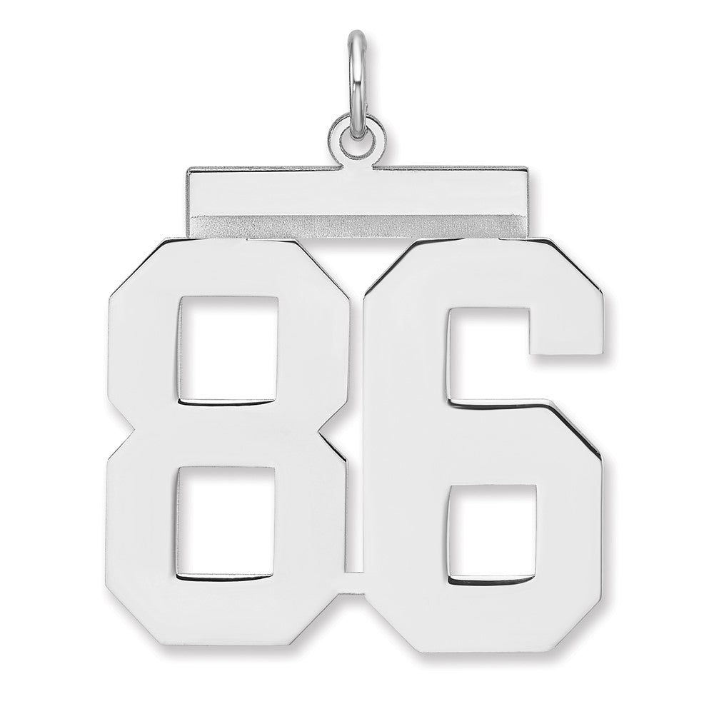 Sterling Silver, Athletic Collection, XL Polished Number 86 Pendant, Item P33461-86 by The Black Bow Jewelry Co.