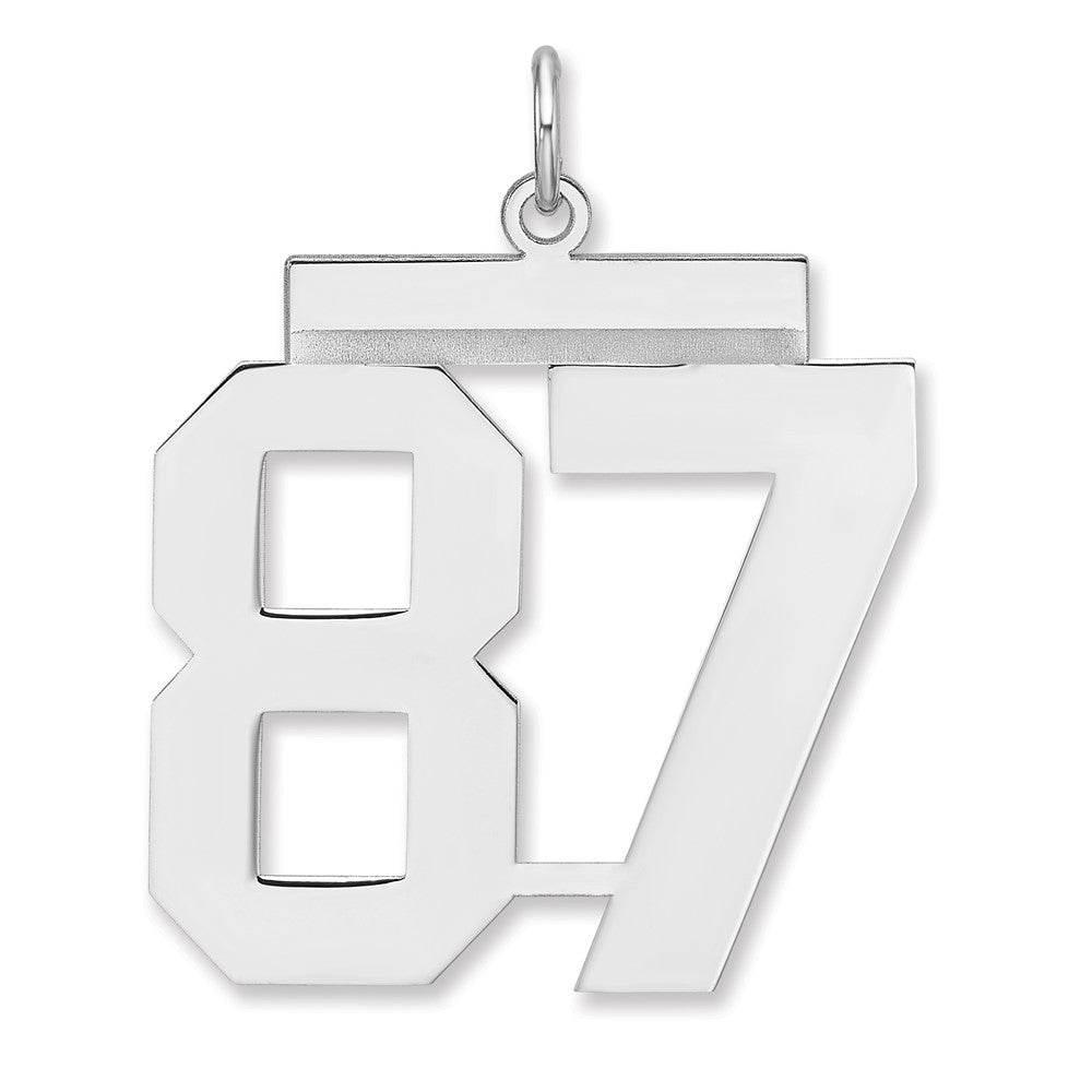 Sterling Silver, Athletic Collection, XL Polished Number 87 Pendant, Item P33461-87 by The Black Bow Jewelry Co.