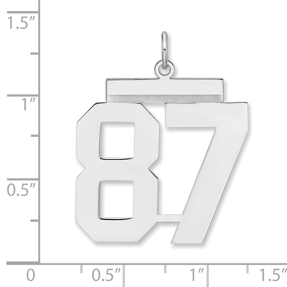 Alternate view of the Sterling Silver, Athletic Collection, XL Polished Number 87 Pendant by The Black Bow Jewelry Co.