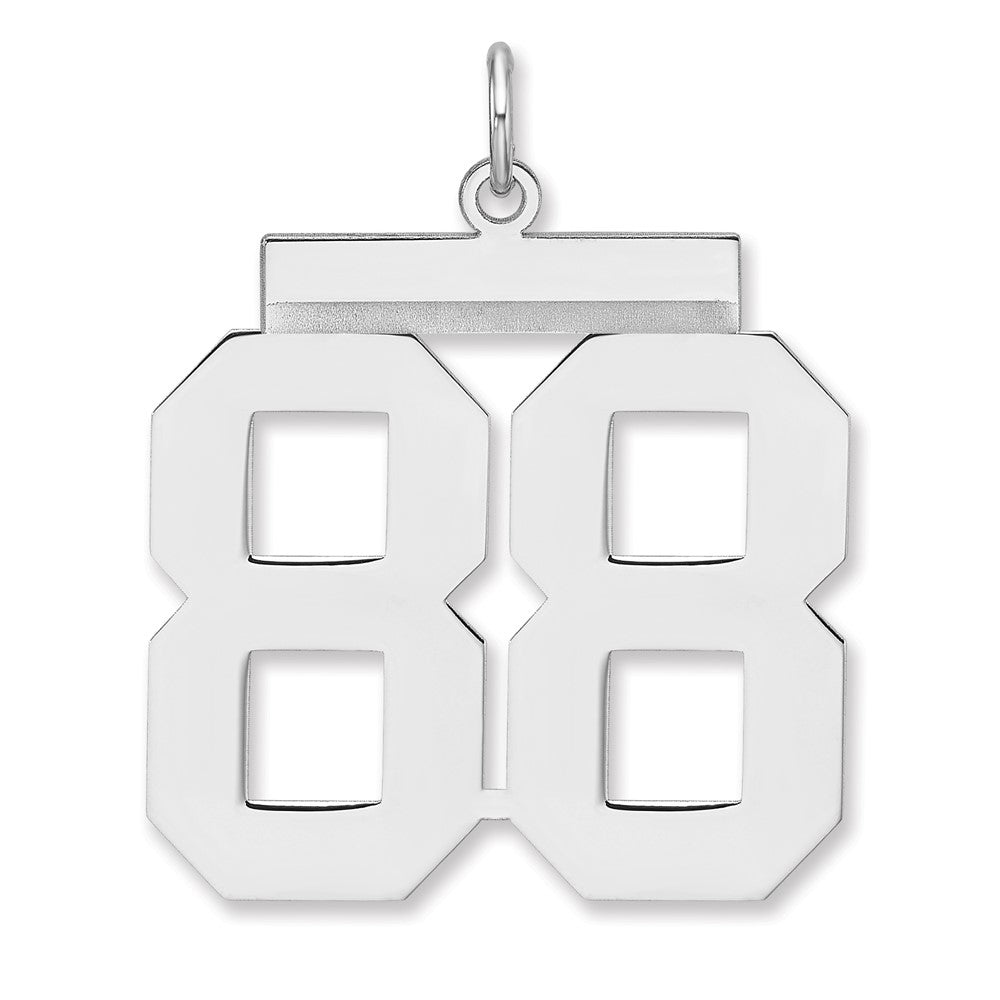 Sterling Silver, Athletic Collection, XL Polished Number 88 Pendant, Item P33461-88 by The Black Bow Jewelry Co.