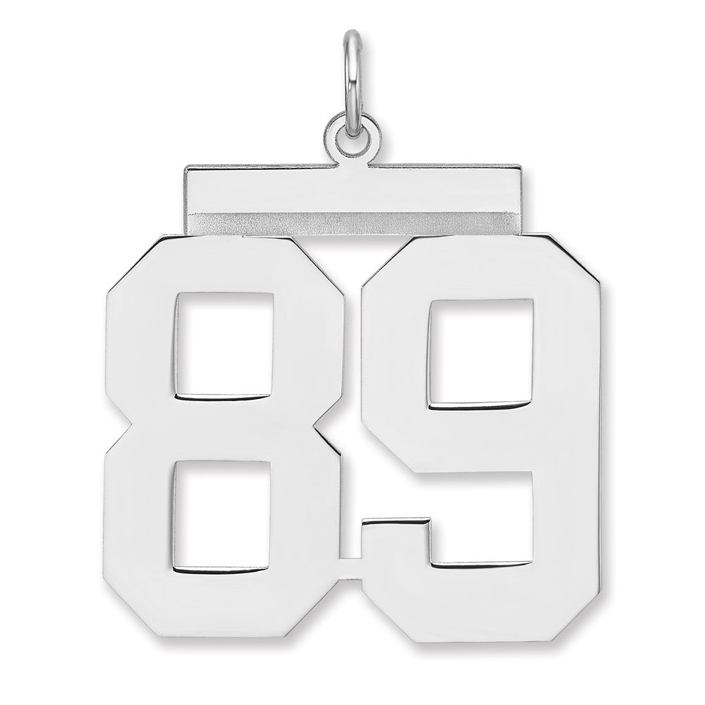 Sterling Silver, Athletic Collection, XL Polished Number 89 Pendant, Item P33461-89 by The Black Bow Jewelry Co.