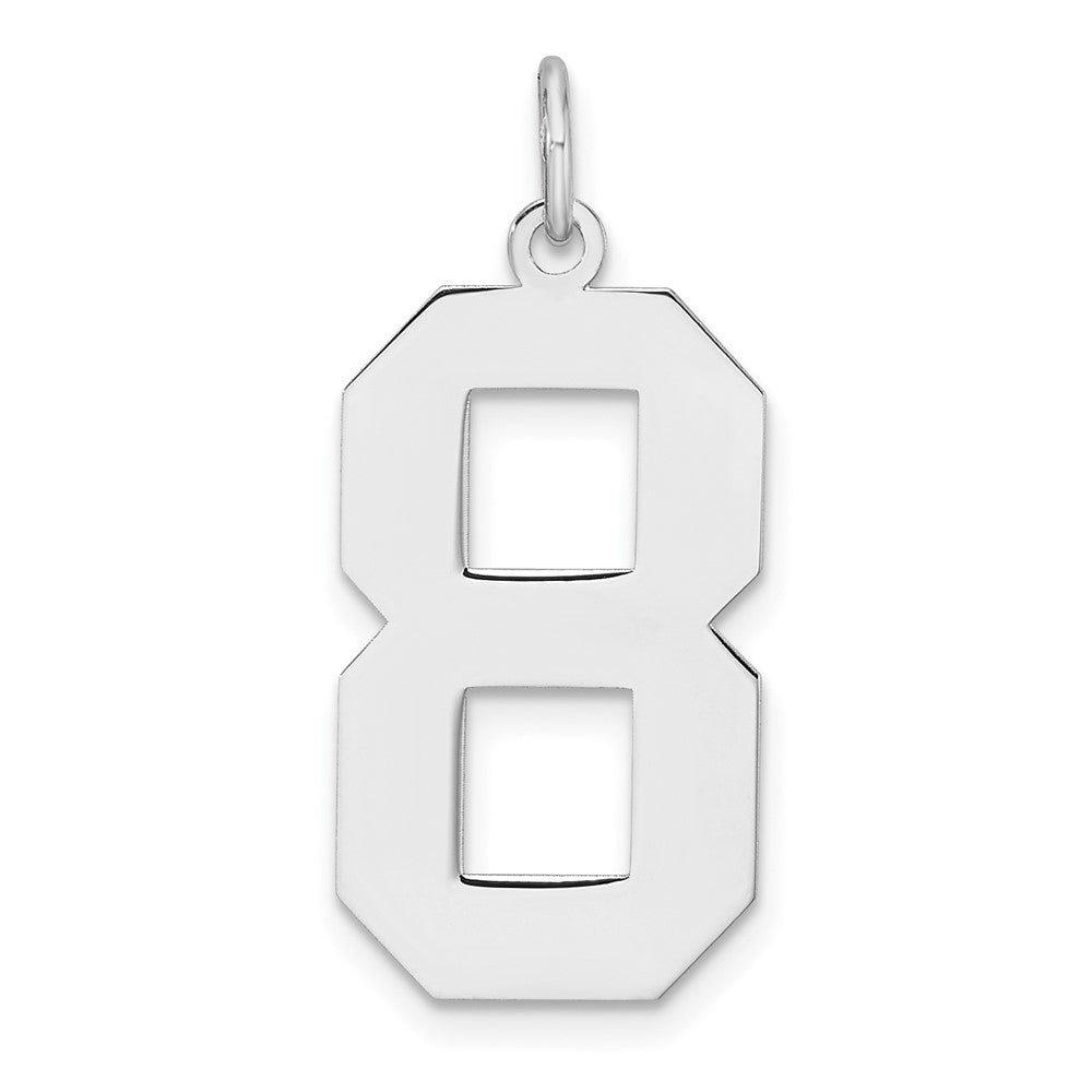 Sterling Silver, Athletic Collection, XL Polished Number 8 Pendant, Item P33461-8 by The Black Bow Jewelry Co.