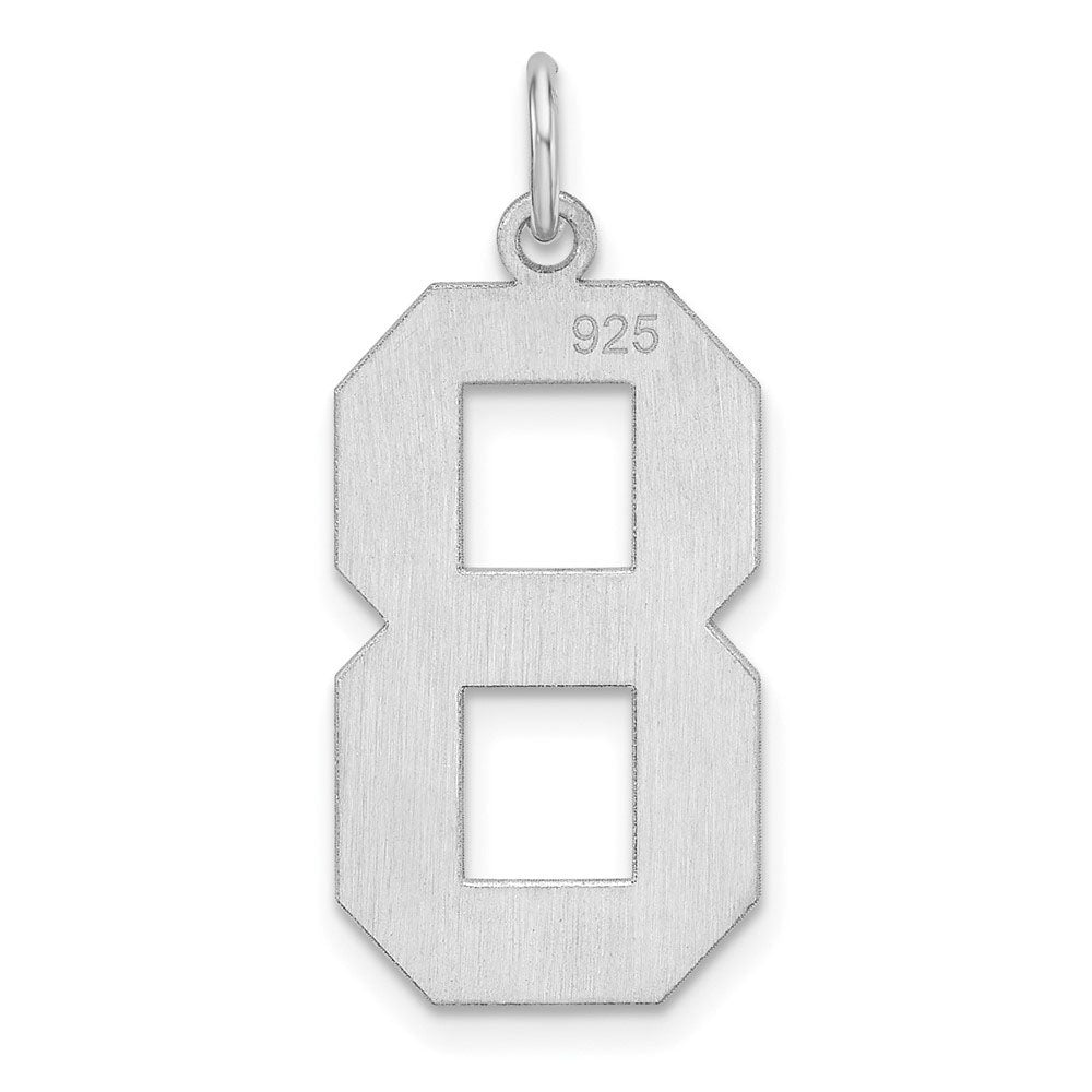 Alternate view of the Sterling Silver, Athletic Collection, XL Polished Number 8 Pendant by The Black Bow Jewelry Co.