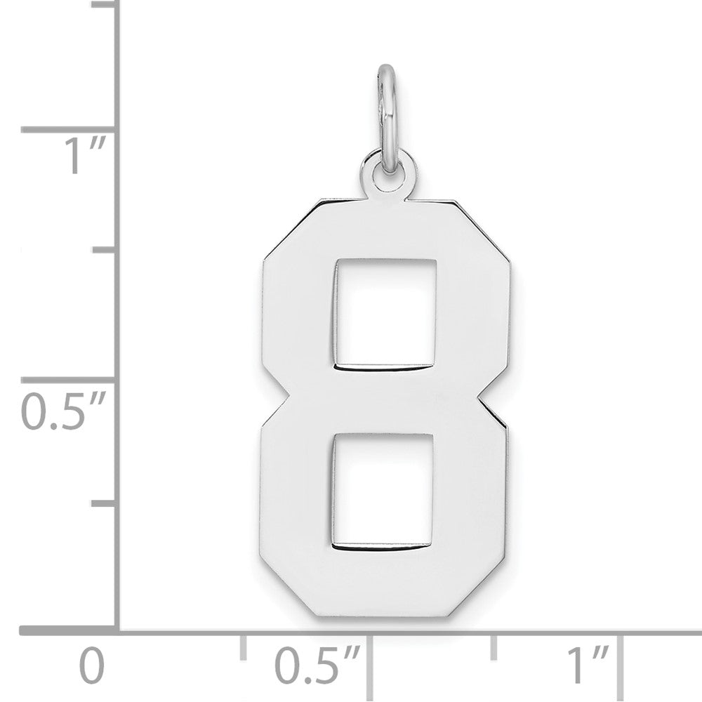 Alternate view of the Sterling Silver, Athletic Collection, XL Polished Number 8 Pendant by The Black Bow Jewelry Co.