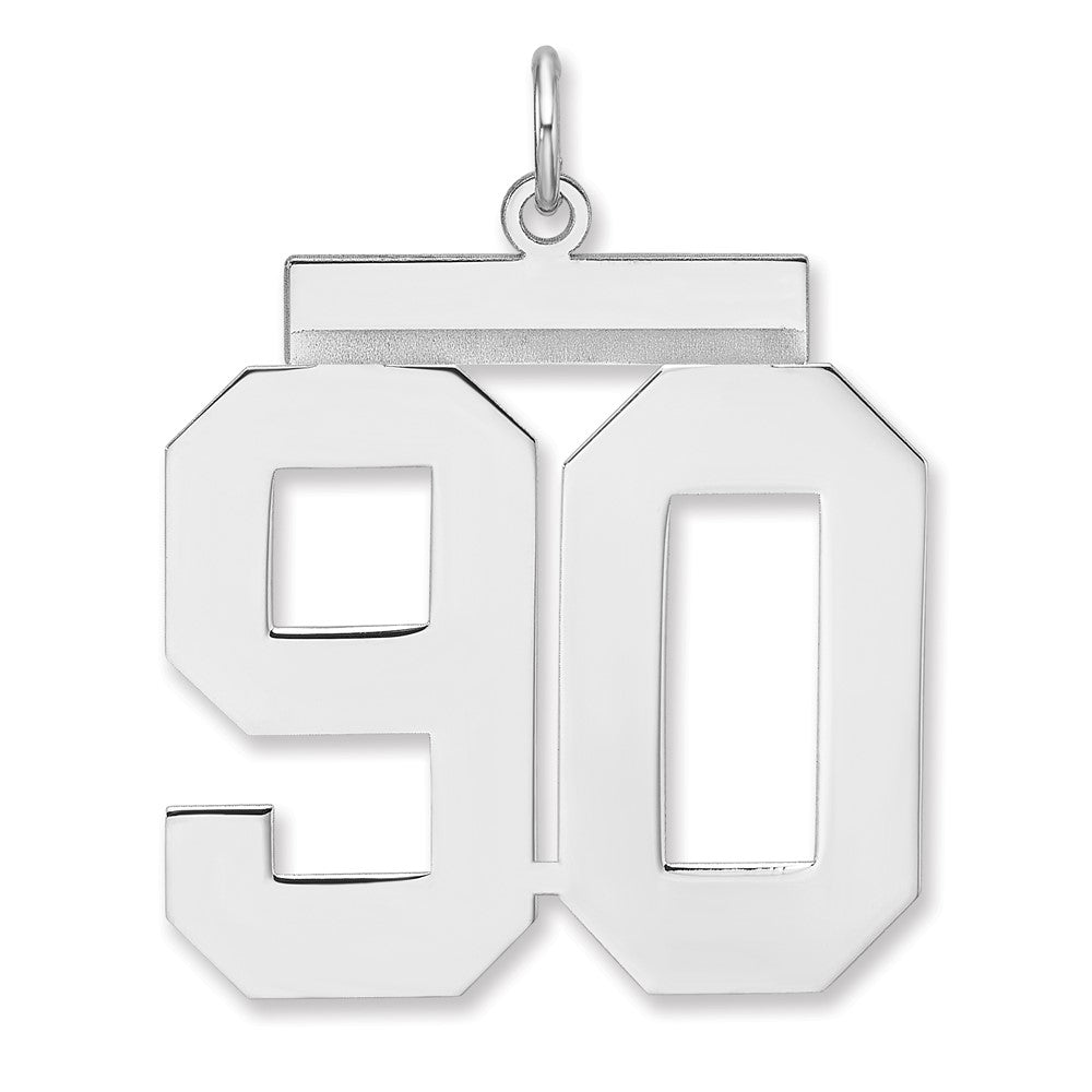 Sterling Silver, Athletic Collection, XL Polished Number 90 Pendant, Item P33461-90 by The Black Bow Jewelry Co.