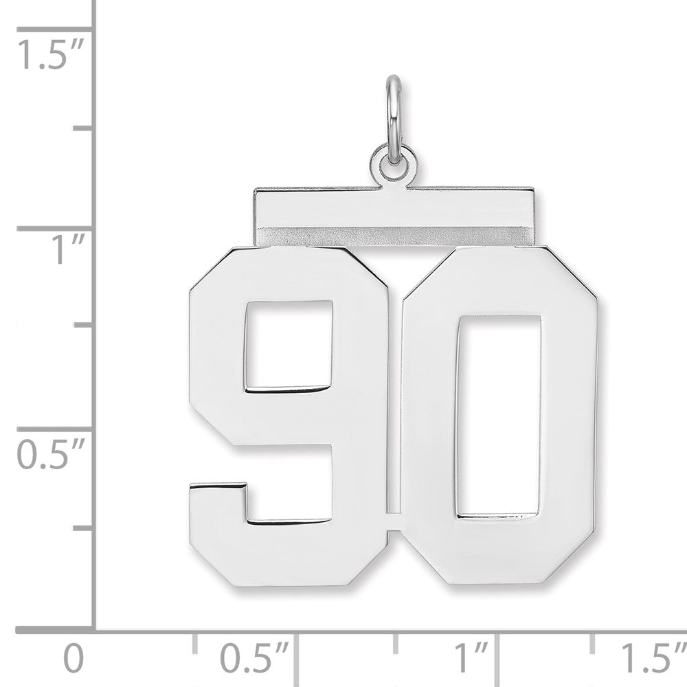 Alternate view of the Sterling Silver, Athletic Collection, XL Polished Number 90 Pendant by The Black Bow Jewelry Co.