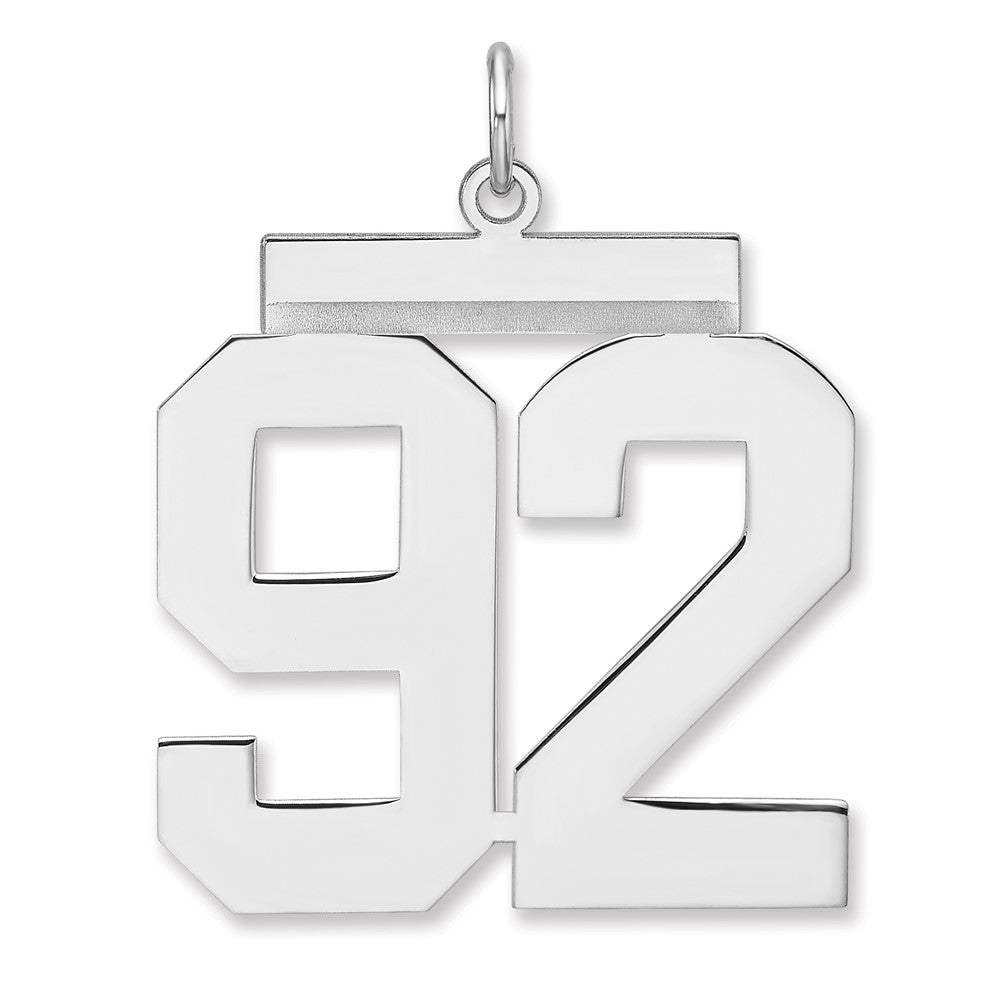 Sterling Silver, Athletic Collection, XL Polished Number 92 Pendant, Item P33461-92 by The Black Bow Jewelry Co.