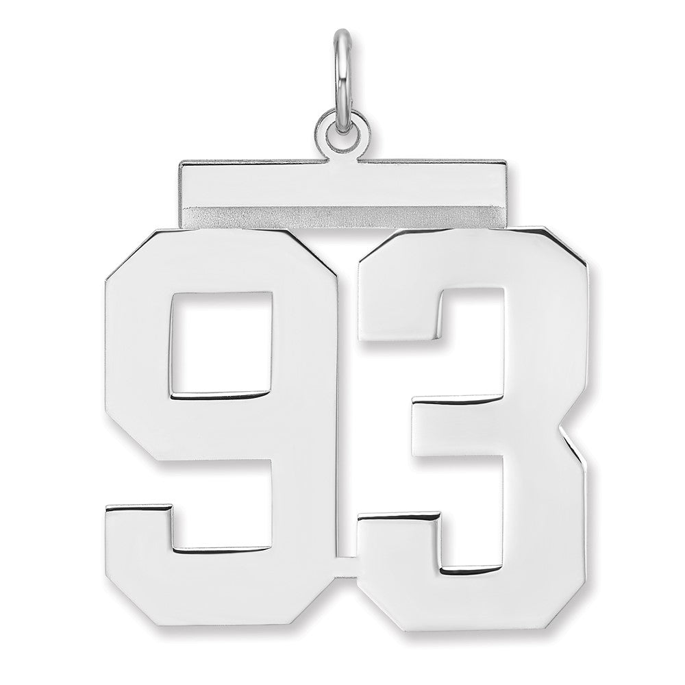 Sterling Silver, Athletic Collection, XL Polished Number 93 Pendant, Item P33461-93 by The Black Bow Jewelry Co.