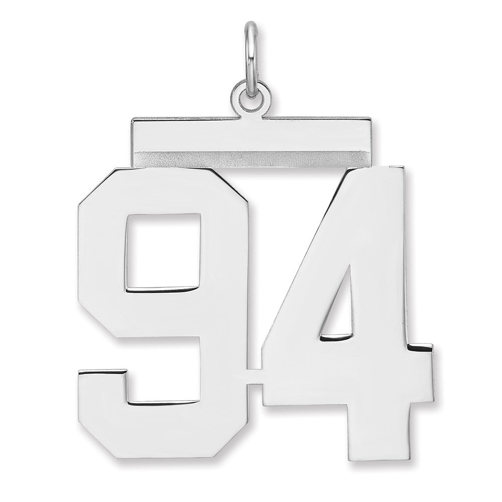 Sterling Silver, Athletic Collection, XL Polished Number 94 Pendant, Item P33461-94 by The Black Bow Jewelry Co.