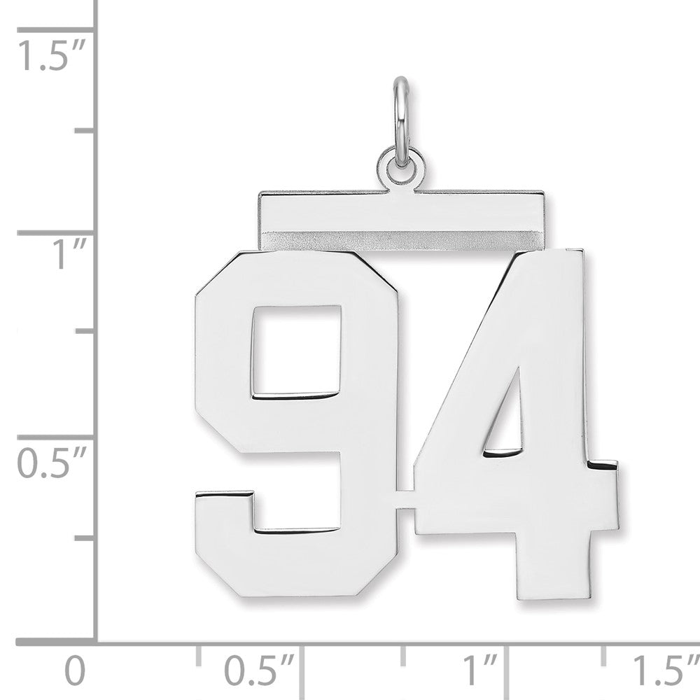Alternate view of the Sterling Silver, Athletic Collection, XL Polished Number 94 Pendant by The Black Bow Jewelry Co.