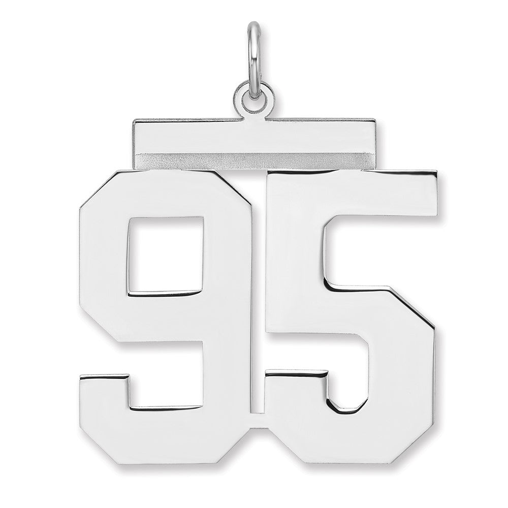 Sterling Silver, Athletic Collection, XL Polished Number 95 Pendant, Item P33461-95 by The Black Bow Jewelry Co.