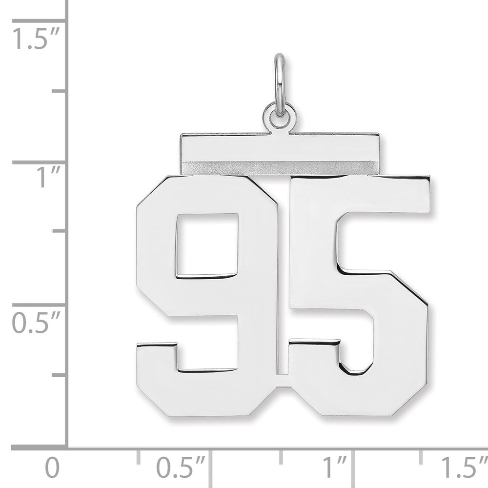 Alternate view of the Sterling Silver, Athletic Collection, XL Polished Number 95 Pendant by The Black Bow Jewelry Co.