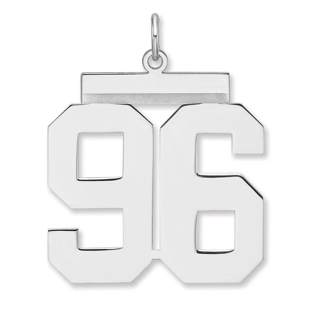 Sterling Silver, Athletic Collection, XL Polished Number 96 Pendant, Item P33461-96 by The Black Bow Jewelry Co.