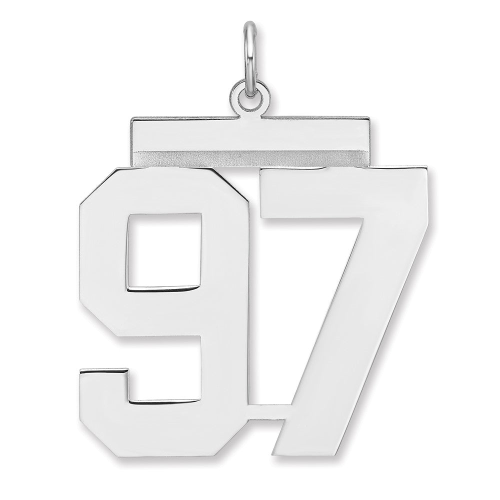 Sterling Silver, Athletic Collection, XL Polished Number 97 Pendant, Item P33461-97 by The Black Bow Jewelry Co.