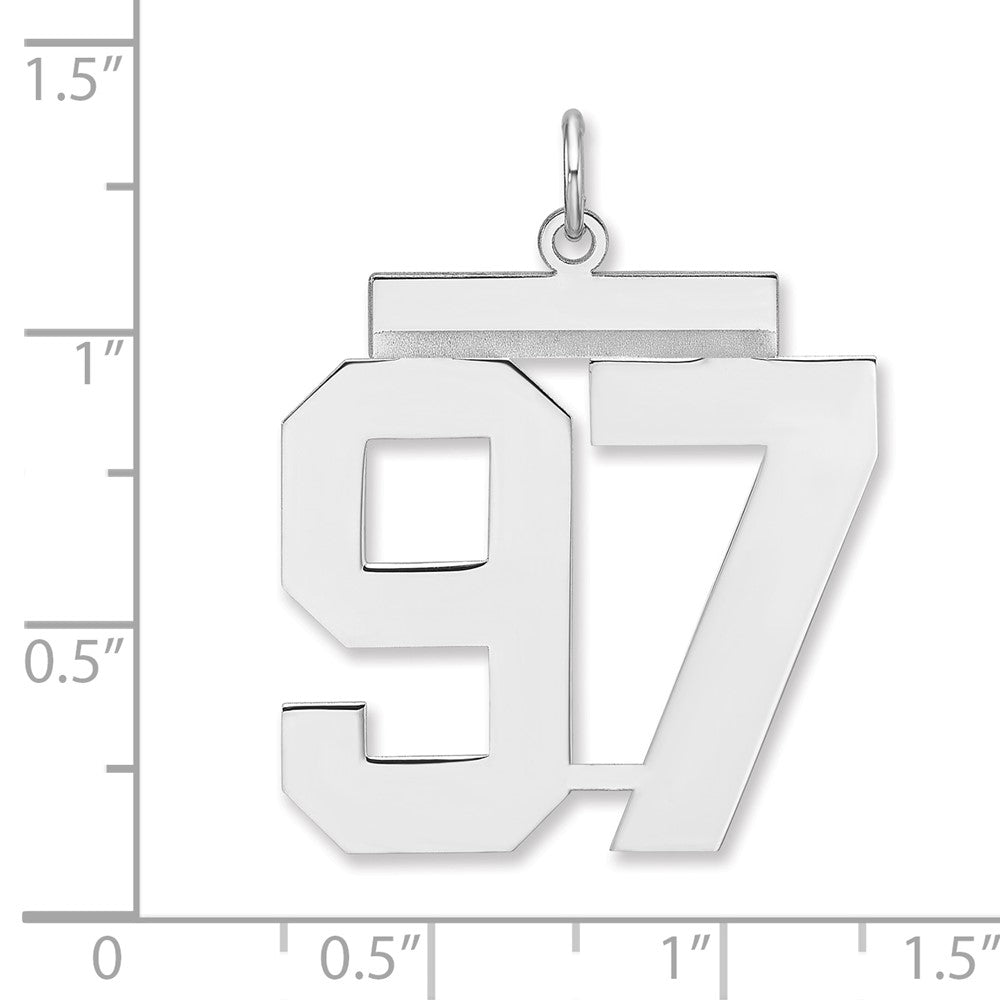 Alternate view of the Sterling Silver, Athletic Collection, XL Polished Number 97 Pendant by The Black Bow Jewelry Co.
