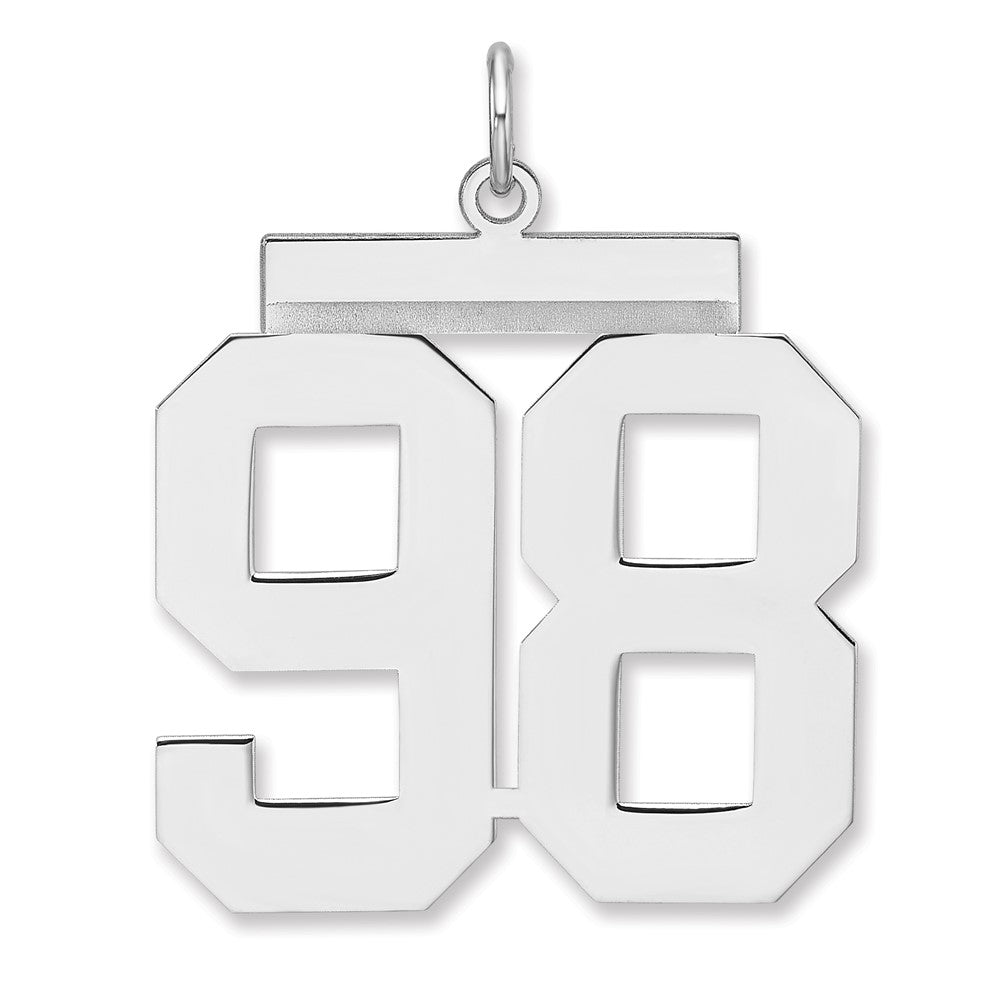 Sterling Silver, Athletic Collection, XL Polished Number 98 Pendant, Item P33461-98 by The Black Bow Jewelry Co.