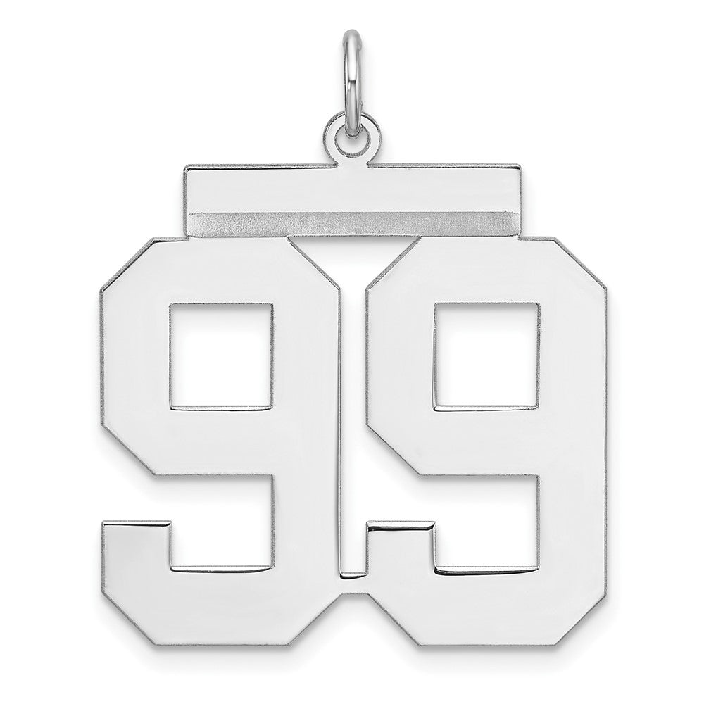 Sterling Silver, Athletic Collection, XL Polished Number 99 Pendant, Item P33461-99 by The Black Bow Jewelry Co.