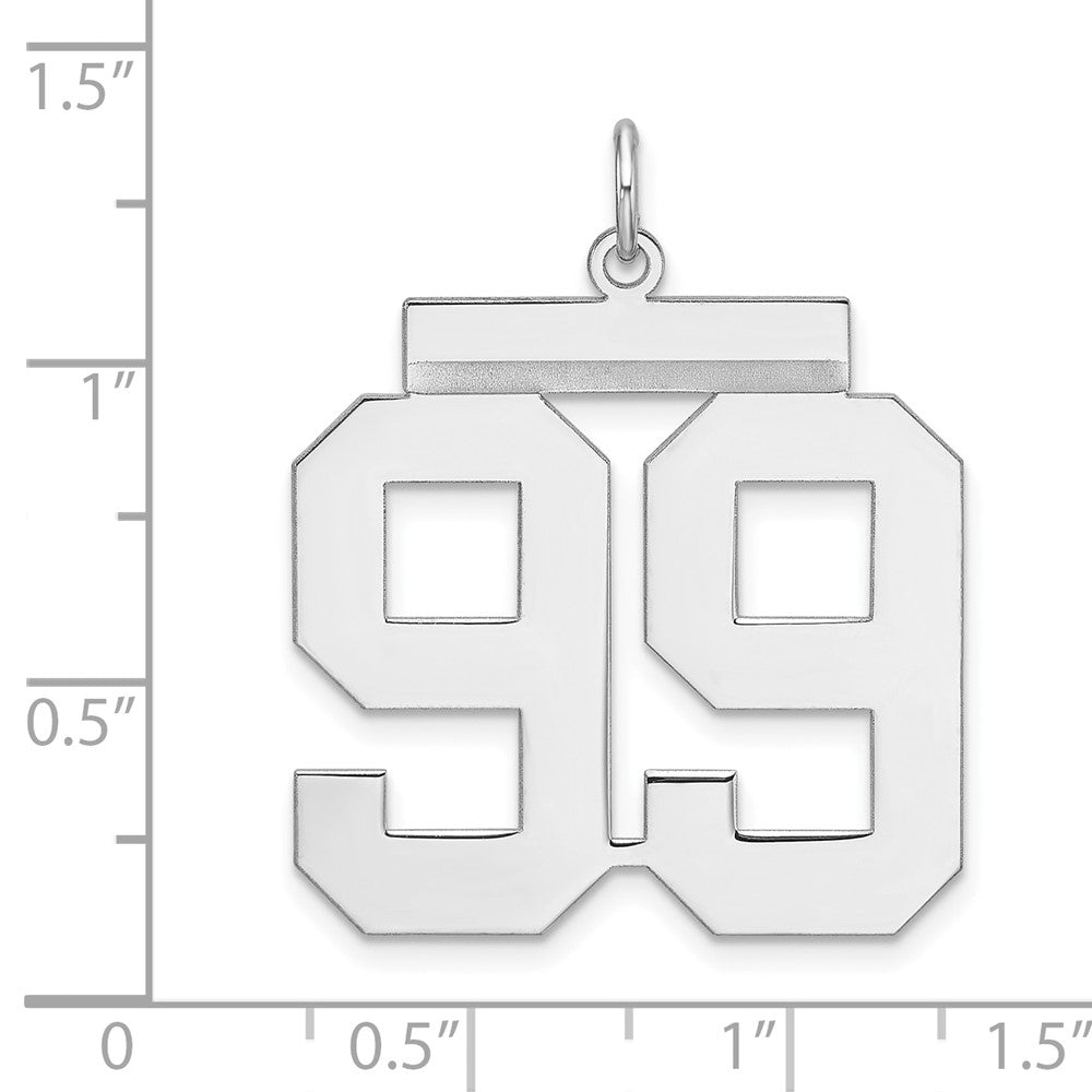 Alternate view of the Sterling Silver, Athletic Collection, XL Polished Number 99 Pendant by The Black Bow Jewelry Co.
