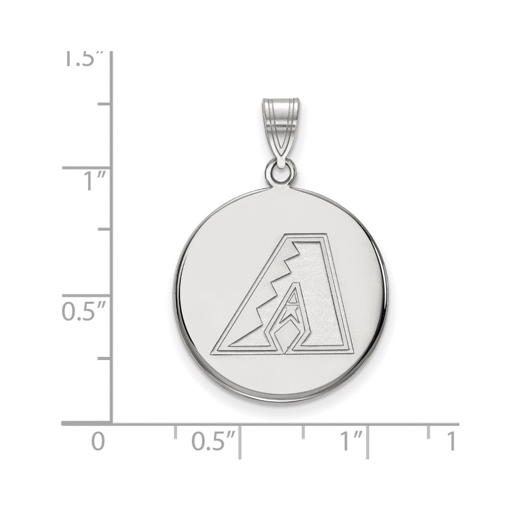 Alternate view of the 10K White Gold MLB Arizona Diamondbacks Large Disc Pendant by The Black Bow Jewelry Co.