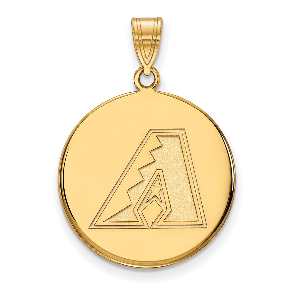 14K Yellow Gold MLB Arizona Diamondbacks Large Disc Pendant, Item P33471 by The Black Bow Jewelry Co.