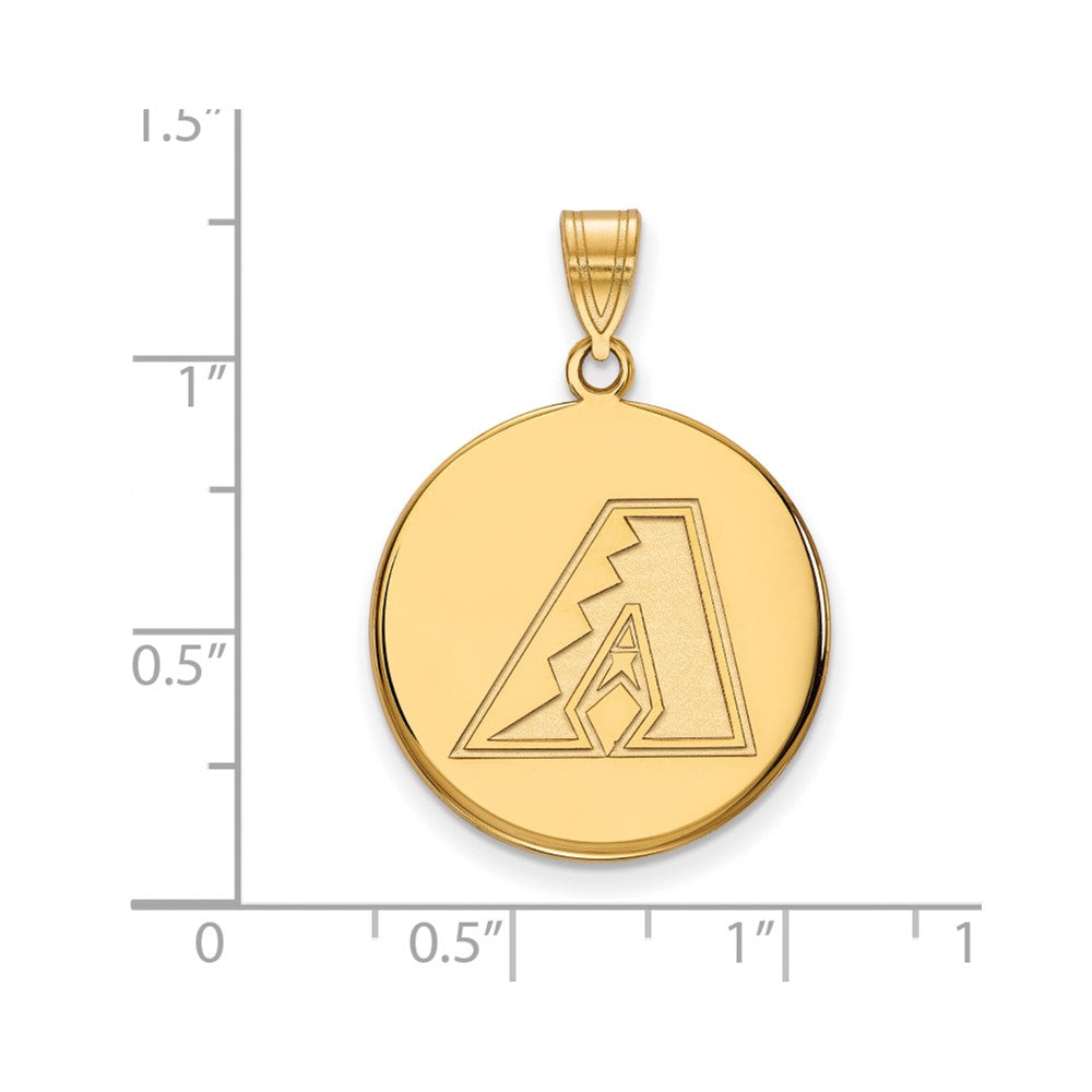 Alternate view of the 14K Yellow Gold MLB Arizona Diamondbacks Large Disc Pendant by The Black Bow Jewelry Co.