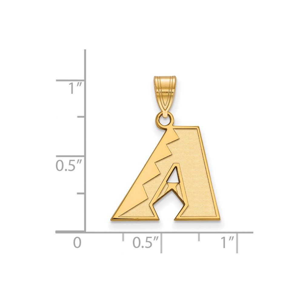 Alternate view of the 10K Yellow Gold MLB Arizona Diamondbacks Medium Pendant by The Black Bow Jewelry Co.